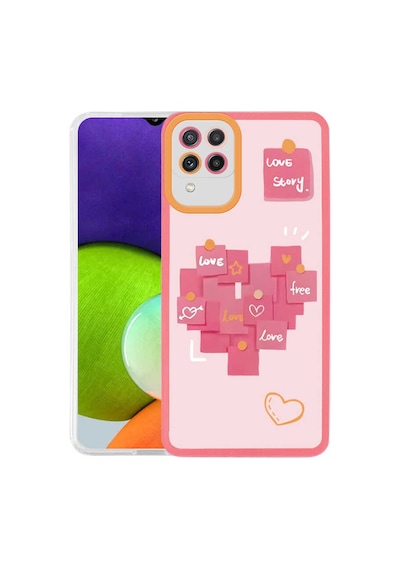 Zore Samsung Galaxy Uyumlu A22 4g Kılıf Omsy M-fit Desenli Kapak - Love Story No2