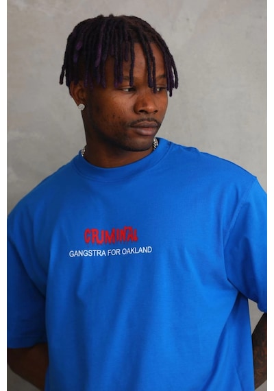 Wear Vexel Erkek Baskılı T-shirt Kısa Kol Bisiklet Yaka Rahat Kalıp Tişört - Mavi Çok Renkli