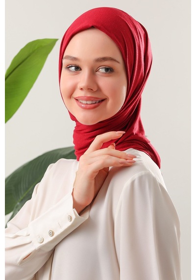 Melodi Scarf Tesettür Penye Şal Bordo Bordo