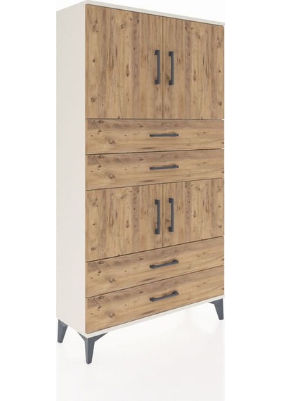 Arges Dolap 3 Raflı 4 Çekmeceli 4 Kapaklı 88x30x163 Aytaşı-çam Aytaşı