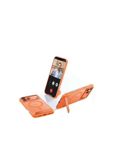 Torras Apple iPhone 17 Pro Max / 18 Pro Max Uyumlu P Stand Serisi Magsafe Kılıf Turuncu