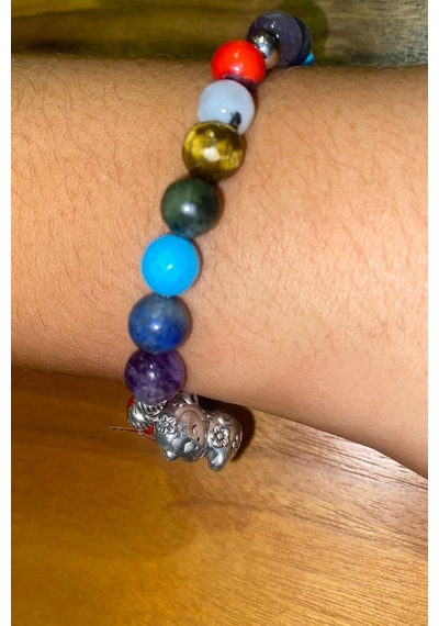 Çin Takvimi Burçları Çharm 7 Çakra Doğal Taş Bileklik Hand Made El İşi Feng Shui Ejderha Yılı Koruyucu Hayvan Monkey Maymun Objeli Çok Renkli