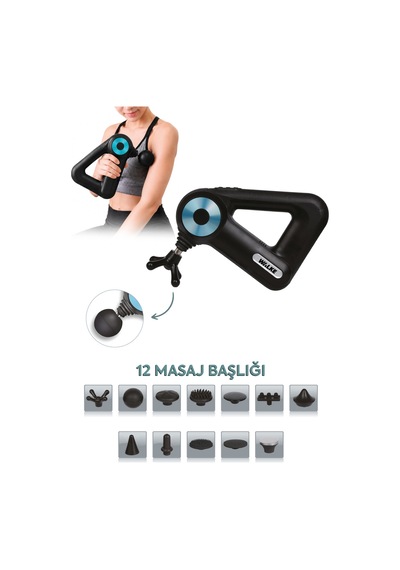 Walke Premiım Life 12 Başlıklı Şarjlı Tüm Vücut Masaj Aleti V-04 Siyah