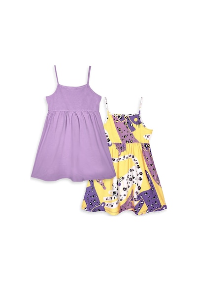 Denokids Muzip Kediler Kız Çocuk 2'li Elbise Çok Renkli