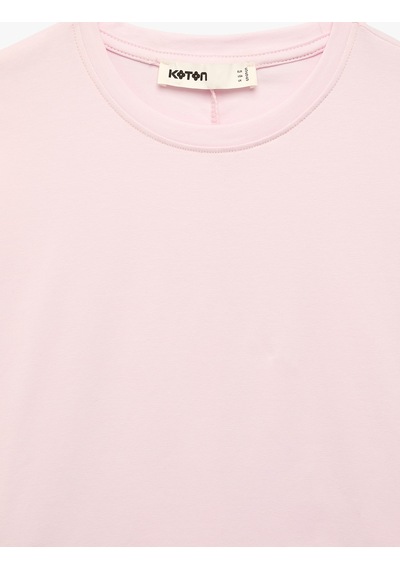 Koton Pamuklu Slim Fit Yarasa Kol Bisiklet Yaka Tişört Pembe 6sak50551ek Gül