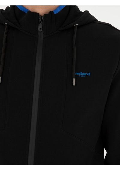 Siyah Regular Fit Kapüşonlu Sweatshirt