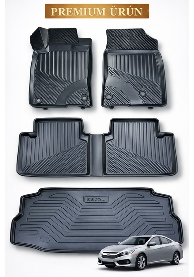 Honda Civic 2016-2020 3d Oto Paspas Ve Bagaj Havuzu İkili Set