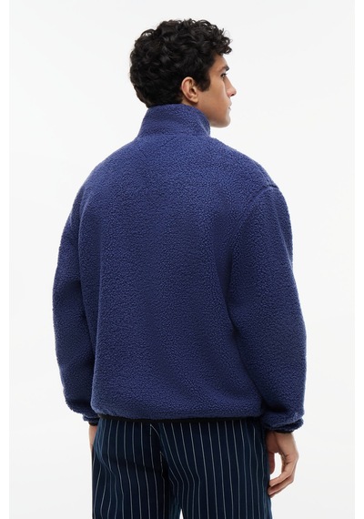 Tommy Hilfiger Tjm Rlx Badge Zıp-thru Teddy Ext Erkek Mavi Sweatshirt - Dm0dm22345