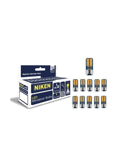 Niken Led Ampul T10 Canbus Park Ledi 24 Ledli 6500k Turuncu 12v-24v 10'lu Paket