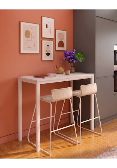 Beyaz Bar Masası 116x45x92cm Mutfak Masası & Kahve Köşesi İçin Modern Çok Amaçlı Masa