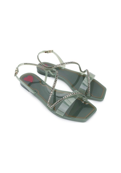 Menghi Kadın Pvc Yeşil Düz Sandalet 774 810e Bn Sndlt Y25 Bırch Yeşil