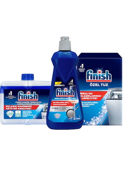 Finish Temizlik ve Bakım Seti (Parlatıcı 400 ML+ Makine Temizleyici Sıvı 250 ML+ Tuz 550 g)