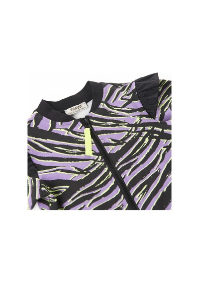 Panço Kız Çocukzebra Desenli Fermuarlı Sweatshirt Siyah 2321gb08022-2307 001