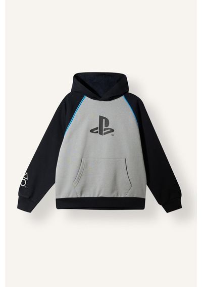 Defacto Playstation Oversize Dik Yaka Baskılı Kanguru Cepli Sweatshirt Erkek Çocuk I3674a826wngr198 Gri-gr198
