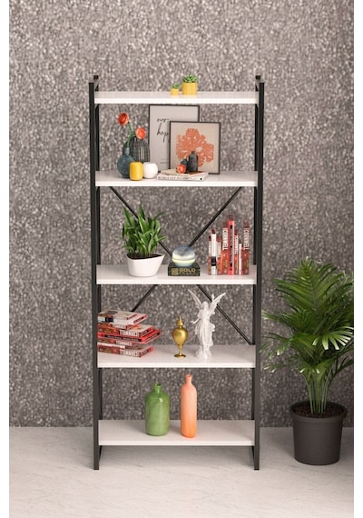 Kitaplık 5 Raflı Beyaz 180 Cm