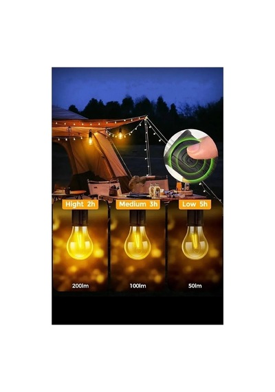Taşınabilir Şarjlı Led Ampül Outdoor Kamp Bahçe Lambası 10w Askılı Kırılmaz Led Işık