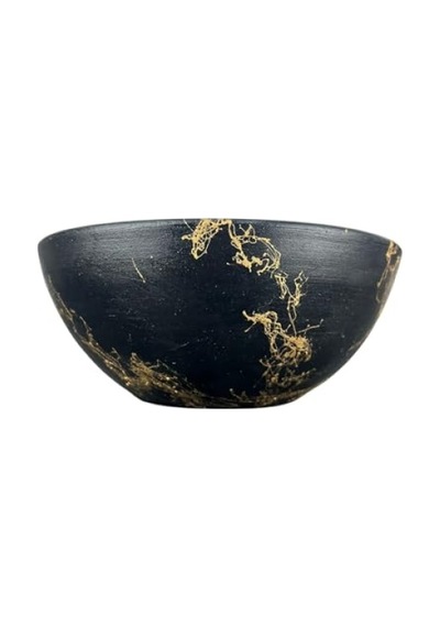 Siyah Gold Mermer Efektli Toprak Saksı - 20 Cm Çap