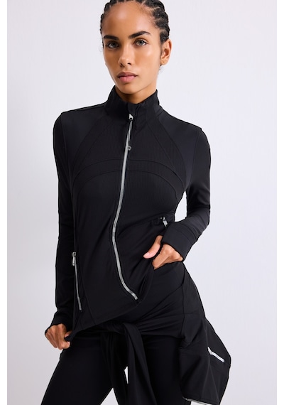Defacto Slim Fit Dik Yaka Fermuarlı Dikiş Detaylı Spor Basic Hırka H5211ax26aubk81 Siyah-bk81