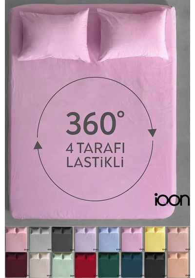 İqon Ranforce Dokuma Lastikli Çarşaf Takımı Tek Kişilik - 21 Renk Pembe