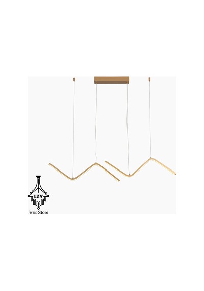 Modern Gold Dalgalı Wave Led Sarkıt Avize 3 Renkli - 90cm Masa Üstü Aydınlatma & Kumandalı Altın