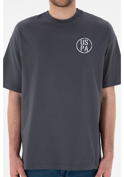 U.S. Polo Assn. Erkek Oversize Fit Bisiklet Yaka Antrasit Tişört 50305904-VR006