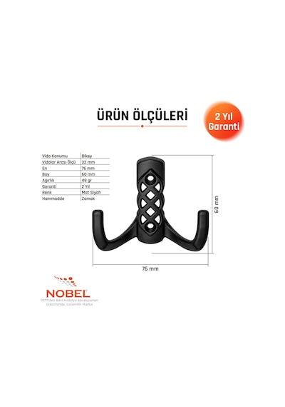 Karatay Askı, Metal Vestiyer Askısı, 49 Gr, Dolap Ve Duvar Askılığı, Matsi Yah Vidalı