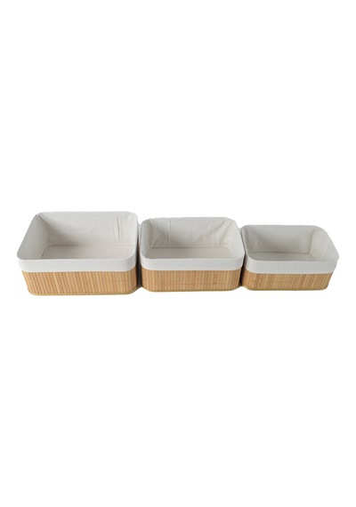 Koçtaş İçi Kumaş Bambu Sepet Set Bej