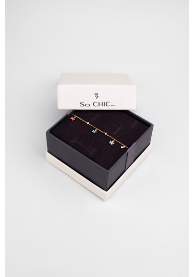 So Chic Sevilla Çiçeği 18 Ayar Sarı Altın Kaplama 19 Cm Gümüş Bileklik Sarı