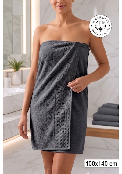 %100 Pamuk Softure Banyo Havlusu Yüksek Emici Yumuşak Dokulu Premium Havlu 100x140 Cm - Vizon Antrasit