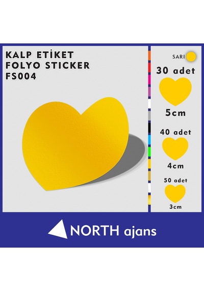 Kalp Folyo Duvar Sticklerı Sarı