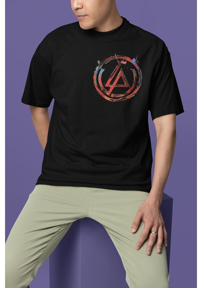 Sevbano Linkin Park Sırt Baskılı Unisex Oversize Müzik Grubu Tişört Siyah