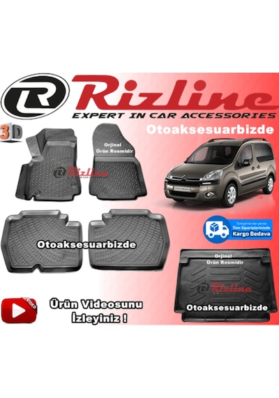 Berlingo 3D Paspas + Bagaj Havuzu 110 Luk 2008-2019 Arası Rizline N11.14374