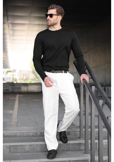 Madmext Siyah Pamuklu Slim Fit Erkek Tişört E7187