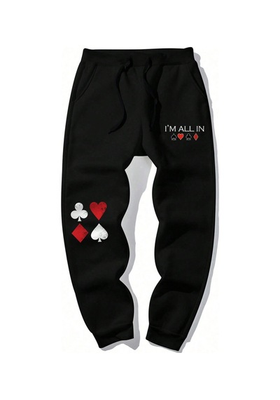 Tarzsokak Legnd Playing Card Print Eşofman Altı Siyah