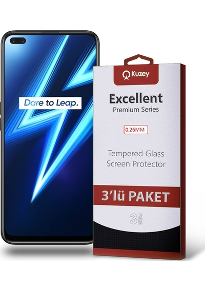 Realme 6 Pro ile Uyumlu Kırılmaz Temperli Ekran Koruyucu Cam Ekonomik 3'lü Paket