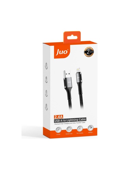 12w 2.4a Usb-a To Lightning İphone İpad İle Uyumlu Örgülü Hızlı Şarj Ve Data Kablosu 2 Metre