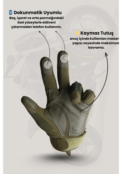 Single Sword Tam Parmak Profesyonel Korumalı Dokunmatik Parmak Askeri Taktik Haki Motosiklet/bisiklet L Siyah