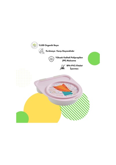 Flybee Gezgin Çocuk Taşınabilir Beslenme Kabı, Bebek Mama Kabı, Çatal & Kaşık Seti - Tilki Pembe Tilki Genel