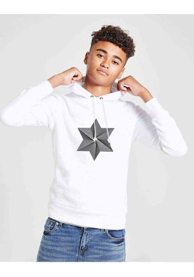 Tshirthane Hipnos David Baskılı Unisex Çocuk Kapüşonlu Beyaz Sweatshirt Beyaz