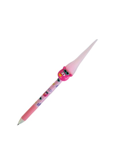 Çocuklar İçin Maskotlu Tüylü 0,7 Mm Uçlu Kalem Versatil 1 Adet - Açık Pembe Açık Pembe