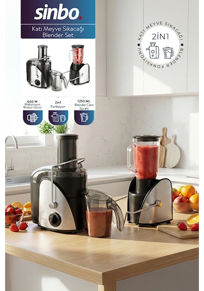 Sinbo SJ-3195 Katı Meyve Sıkacağı Blender Seti
