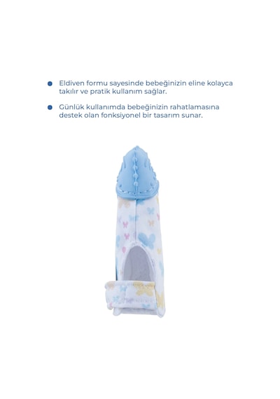 Babyjem Bebek Diş Kaşıyıcı Eldiveni Kelebek Mavi