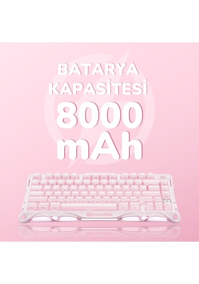 Gravastar Mercury K1+m1 Pro Kablosuz Rgb Işıklı Mekanik Q Gaming Klavye Ve Optik Mouse Seti, Sakura Optik