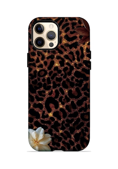 Velvoria Valestra Koyu Leopar Çiçek Apple iPhone Uyumlu 12 Pro Max Darbe Korumalı Kılıf Valestra Select - Koyu Leopar Çiçek
