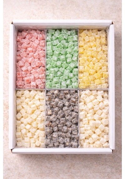 Karışık Çifte Kavrulmuş Lokum 6 Renk 1 Kg Çay Yanı İkramlık