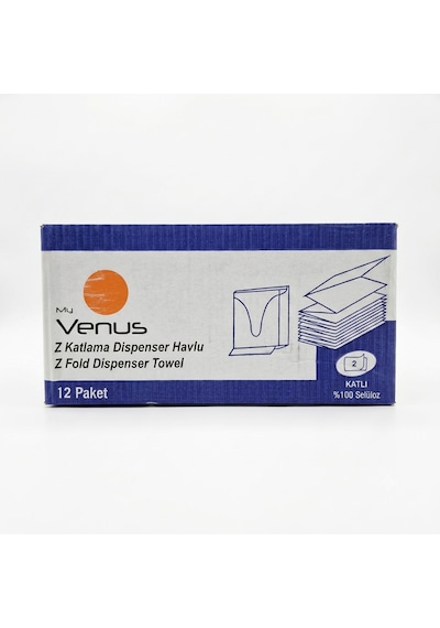 My Venus Z Katlama Dispenser Havlu Peçete, 20x20 Cm, 12 Paket 1200 Adet , 2 Katlı Kağıt Havlu - %100 Selüloz