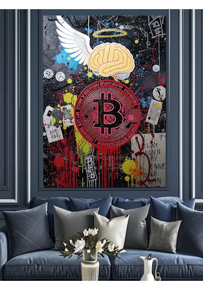 Ahşap Tablo Bitcoin Logo Ve Afiş