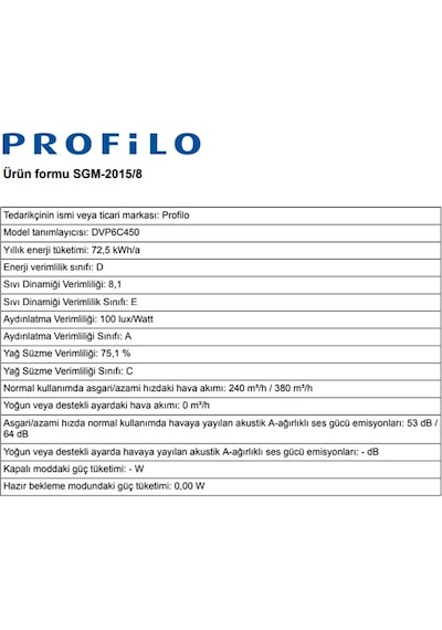 Profilo DVP6C450 Piramit 60 CM Duvar Tipi Çelik Davlumbaz