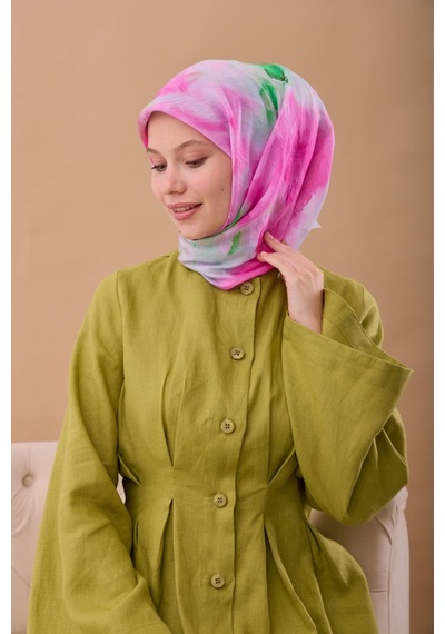 Silk Home Olinda İpek Eşarp 47004-25 Gümüş, Pembe, Yeşil, Koyu Yeşil