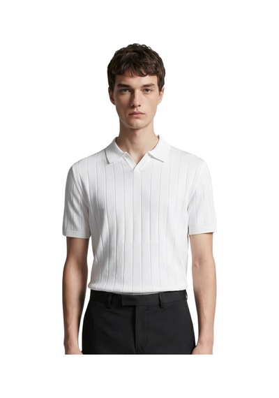 Anthony Jackson Premium Erkek Triko Polo Yaka T-shirt Ravello Beyaz